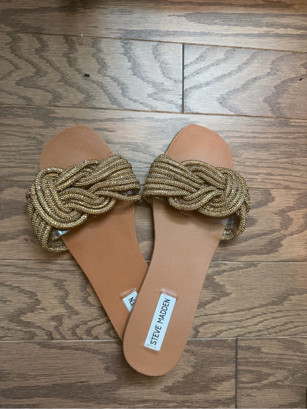 Steve Madden Gold Braided Slide Sandals for Women